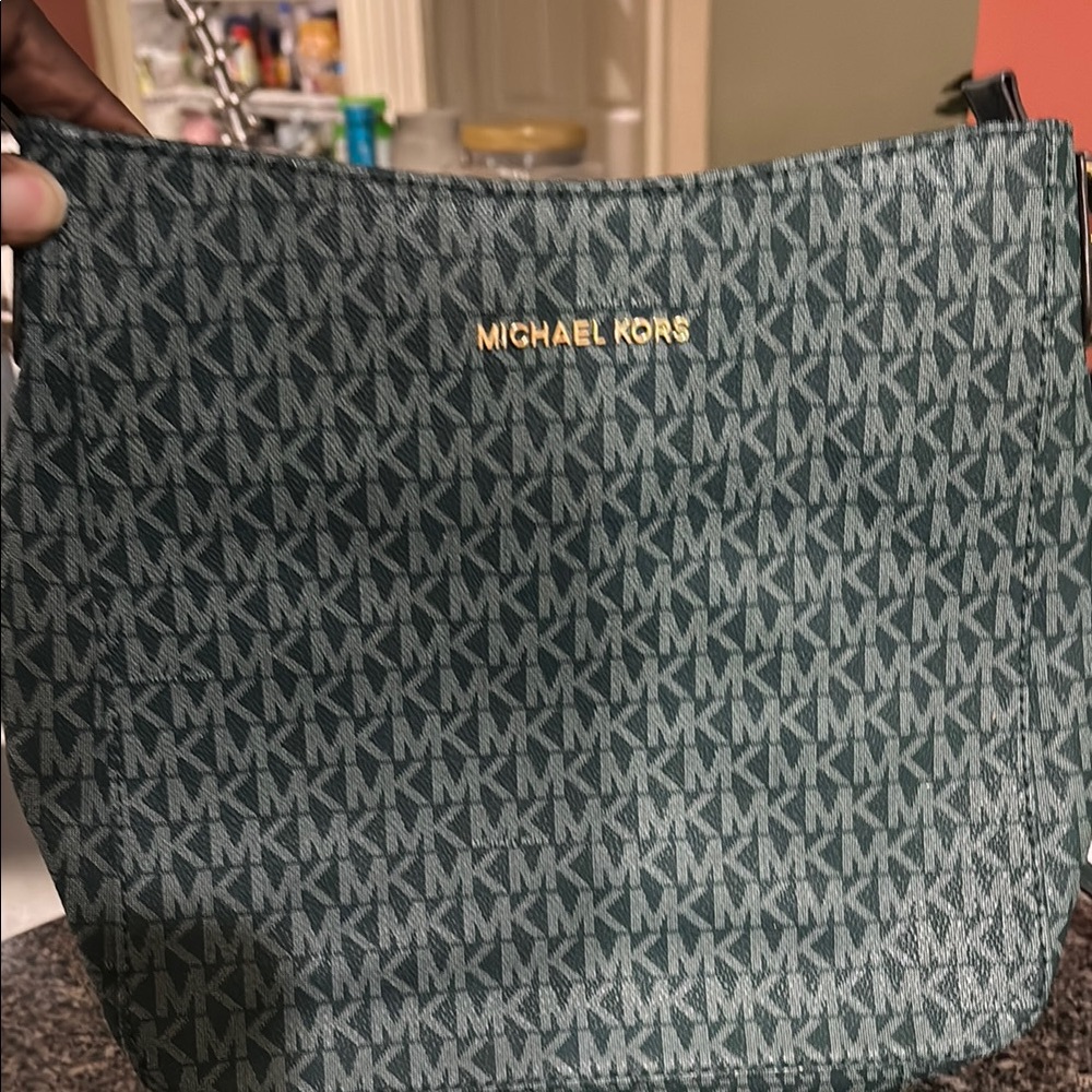 Michael Kors Green Monogram Shoulder Bag